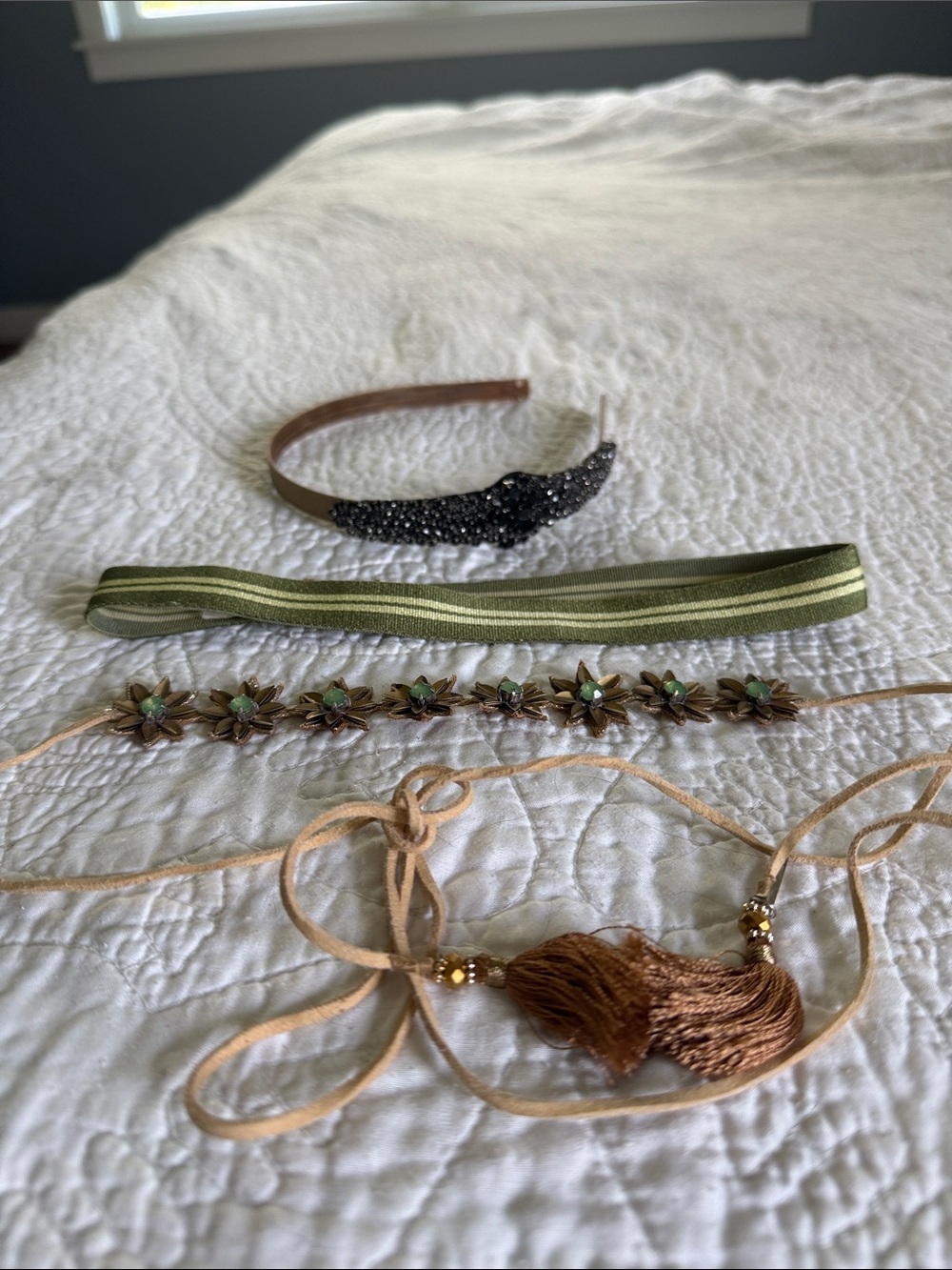 Free People (the green stretchy is JCREW) Hair Accessory Set